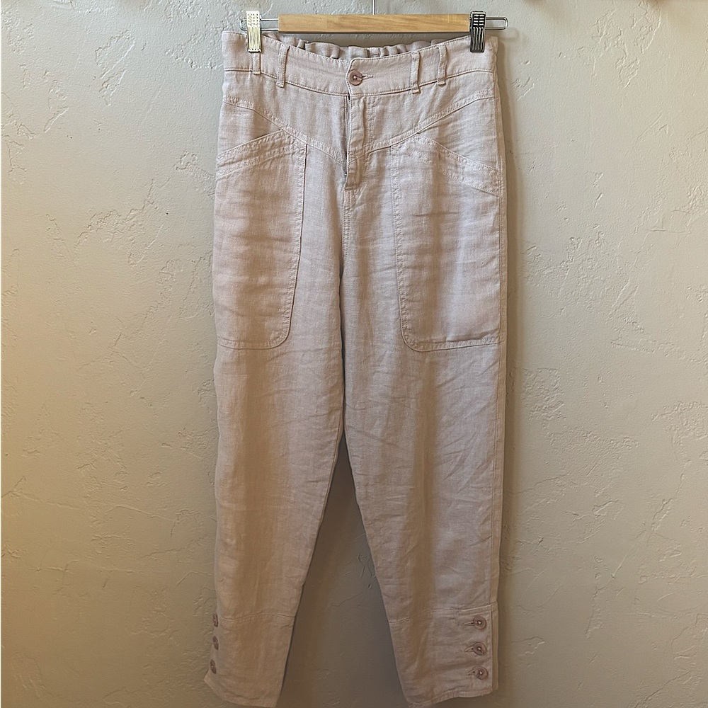 WRAP cropped linen trousers